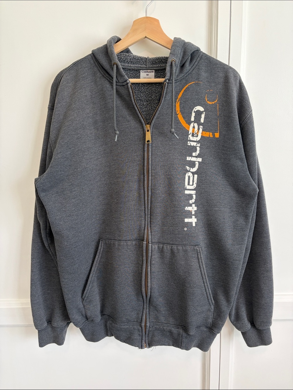 Carhartt Big C Full Charcoal Gray Zip-Up Hoodie model 100077 Medium